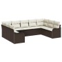 Conjunto de sofá de jardín 9 pcs Marrón y Poliratán