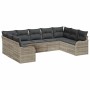 Conjunto de sofá de jardín con cojín 9 pcs Gris claro Poliratán