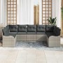 Conjunto de sofá de jardín con cojín 9 pcs Gris claro Poliratán