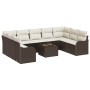 Conjunto de sofá de jardín 10 pcs Marrón y blanco Poliratán