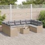 Conjunto de sofá de jardín 10 pcs Beige, gris claro Poliratán
