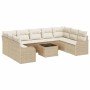 Conjunto de sofá de jardín 10 pcs Beige y Poliratán