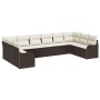 Conjunto de sofá de jardín 10 pcs Marrón y blanco Poliratán
