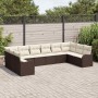 Conjunto de sofá de jardín 10 pcs Marrón y blanco Poliratán