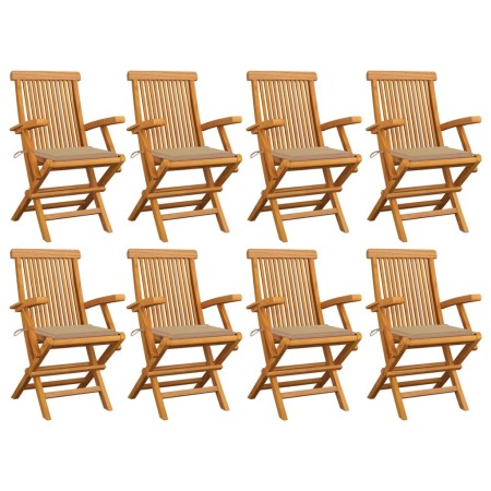Gartenstühle 8 Stück aus massivem Teakholz mit beigen Kissen von vidaXL, Gartenstühle - Ref: Foro24-3072892, Preis: 657,47 €,...