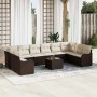 Conjunto de sofá de jardín 11 pcs Marrón y Poliratán