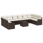 Conjunto de sofá de jardín 11 pcs Marrón y Poliratán