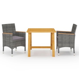 Juego de comedor de jardín de 3 piezas gris de vidaXL, Conjuntos de jardín - Ref: Foro24-3068688, Precio: 250,83 €, Descuento: %