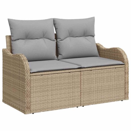 Conjunto de sofá de jardín 11 pcs beige y gris claro Poliratán