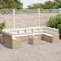 Conjunto de sofá de jardín 11 pcs Beige y blanco Poliratán
