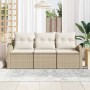 Conjunto de sofá de jardín 3 pcs Beige y Poliratán