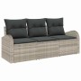 Conjunto de sofá de jardín con cojín 3 pcs Gris claro Poliratán