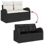 Conjunto de sofá de jardín 5 pcs Negro y crema 55 x 55 x 37 cm