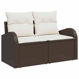 Conjunto de sofá de jardín 5 pcs Marrón y crema 55 x 55 x 37 cm