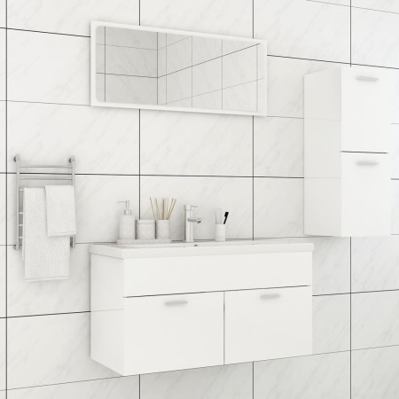 Glänzend weißes Badezimmermöbelset aus Holzwerkstoff von vidaXL, Badezimmermöbel - Ref: Foro24-3071024, Preis: 129,51 €, Raba...