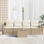 Conjunto de sofá de jardín 5 pcs Beige y Crema 55 x 55 x 37 cm