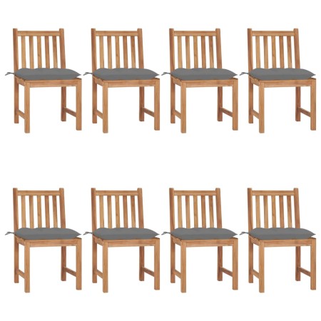 Gartenstühle 8 Einheiten aus massivem Teakholz mit Kissen von vidaXL, Gartenstühle - Ref: Foro24-3073158, Preis: 916,39 €, Ra...