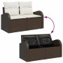 Conjunto de sofá de jardín 6 pcs Marrón y crema 55 x 55 x 37 cm