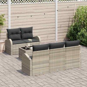 Conjunto de sofá de jardín 6 pcs Gris Claro y Gris Oscuro