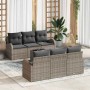 Conjunto de sofá de jardín con cojín 7 pcs Gris 55 x 55 x 37 cm