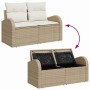Conjunto de sofá de jardín 7 pcs Beige y Crema 55 x 55 x 37 cm