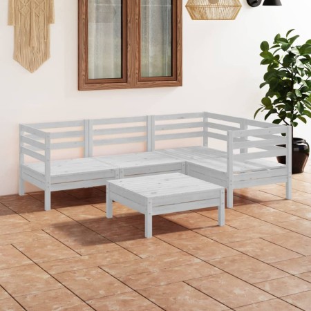 Gartenmöbel-Set 5-teilig aus massivem weißem Kiefernholz von vidaXL, Gartensets - Ref: Foro24-3082693, Preis: 260,88 €, Rabat...