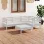 Gartenmöbel-Set 5-teilig aus massivem weißem Kiefernholz von vidaXL, Gartensets - Ref: Foro24-3082693, Preis: 257,49 €, Rabat...