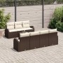 Conjunto de sofá de jardín 8 pcs Marrón, crema 55 x 55 x 37 cm
