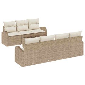 Conjunto de sofá de jardín 8 pcs Beige y Crema 55 x 55 x 37 cm