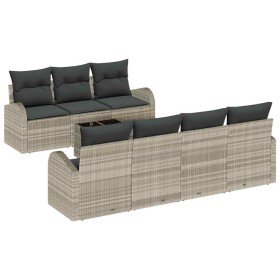 Conjunto de sofá de jardín 8 pcs Gris Claro y Gris Oscuro