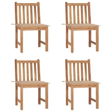 Sillas de jardín 4 unidades madera maciza de teca con cojines de vidaXL, Sillas de jardín - Ref: Foro24-3073091, Precio: 452,...