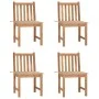 Sillas de jardín 4 unidades madera maciza de teca con cojines de vidaXL, Sillas de jardín - Ref: Foro24-3073091, Precio: 452,...