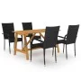 Juego de comedor para jardín 5 piezas negro de vidaXL, Conjuntos de jardín - Ref: Foro24-3068750, Precio: 360,13 €, Descuento: %