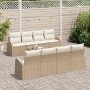 Conjunto de sofá de jardín 9 pcs Beige y Crema 55 x 55 x 37 cm
