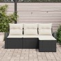 Conjunto de sofá de jardín 4 pcs Negro y Poliratán