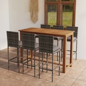 7-piece garden bar set with gray cushions by vidaXL, Garden sets - Ref: Foro24-3068007, Price: 633,45 €, Discount: %
