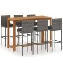 7-piece garden bar set with gray cushions by vidaXL, Garden sets - Ref: Foro24-3068007, Price: 633,45 €, Discount: %