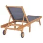 Folding sun loungers with wheels 2 pcs solid teak and textilene by vidaXL, Loungers - Ref: Foro24-3073000, Price: 593,06 €, D...