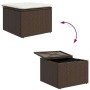 Conjunto de sofá de jardín 6 pcs Marrón y blanco Poliratán