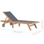 Folding sun loungers with wheels 2 pcs solid teak and textilene by vidaXL, Loungers - Ref: Foro24-3073000, Price: 593,06 €, D...