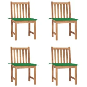 Gartenstühle 4 Einheiten aus massivem Teakholz mit Kissen von vidaXL, Gartenstühle - Ref: Foro24-3073093, Preis: 445,06 €, Ra...