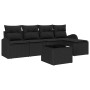 Conjunto de sofá de jardín con cojín 6 pcs Negro Poliratán