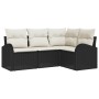 Conjunto de sofá de jardín 4 pcs Negro y Poliratán