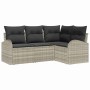 Conjunto de sofá de jardín con cojín 4 pcs Gris claro Poliratán