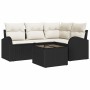 Conjunto de sofá de jardín 5 pcs Negro y Poliratán