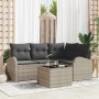Conjunto de sofá de jardín con cojín 5 pcs Gris claro Poliratán