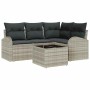 Conjunto de sofá de jardín con cojín 5 pcs Gris claro Poliratán