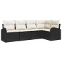 Conjunto de sofá de jardín 5 pcs Negro y Poliratán