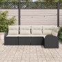 Conjunto de sofá de jardín 5 pcs Negro y Poliratán