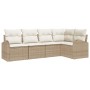 Conjunto de sofá de jardín 5 pcs Beige y Poliratán